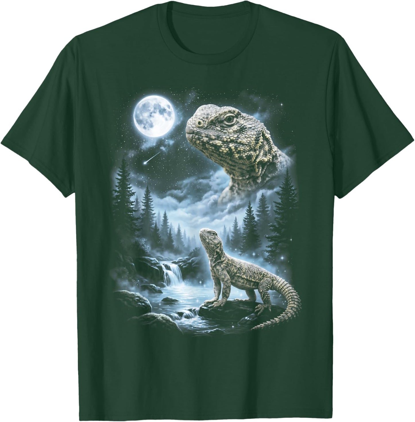 Uromastyx Howling at Moon 90's Retro Lizard T-Shirt - T-Shirt | Forest