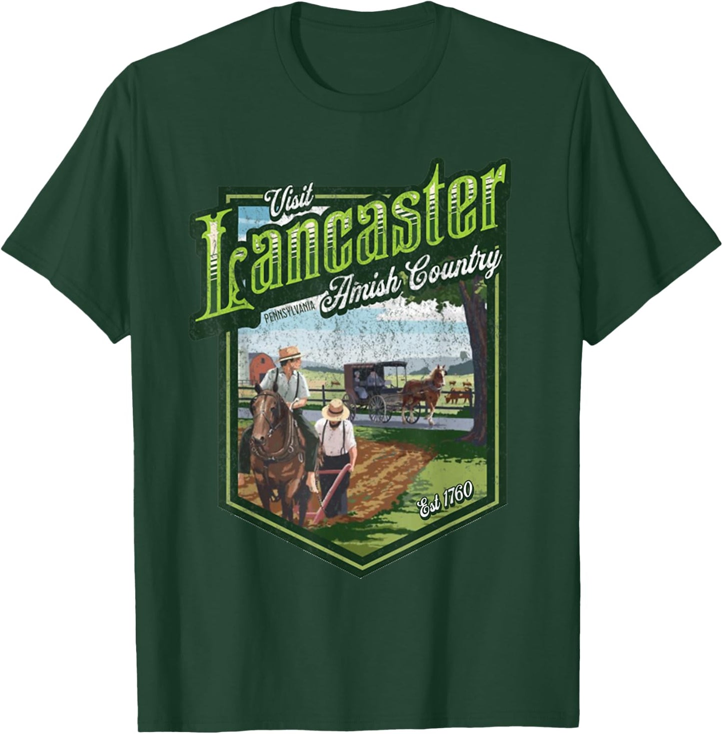 Visit Lancaster Pennsylvania Amish Country Est 1760 Logo T-Shirt - T-Shirt | Forest
