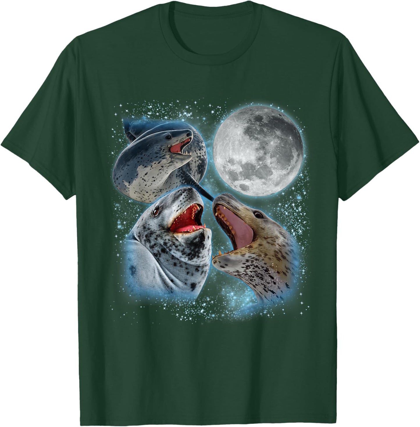 Leopard Seal Lover Galaxy Moon Wild Animal Wildlife Ocean T-Shirt - T-Shirt | Forest