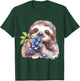 Blueberry Sloth Watercolor Motif Blueberries Animal Art T-Shirt - T-Shirt | Forest