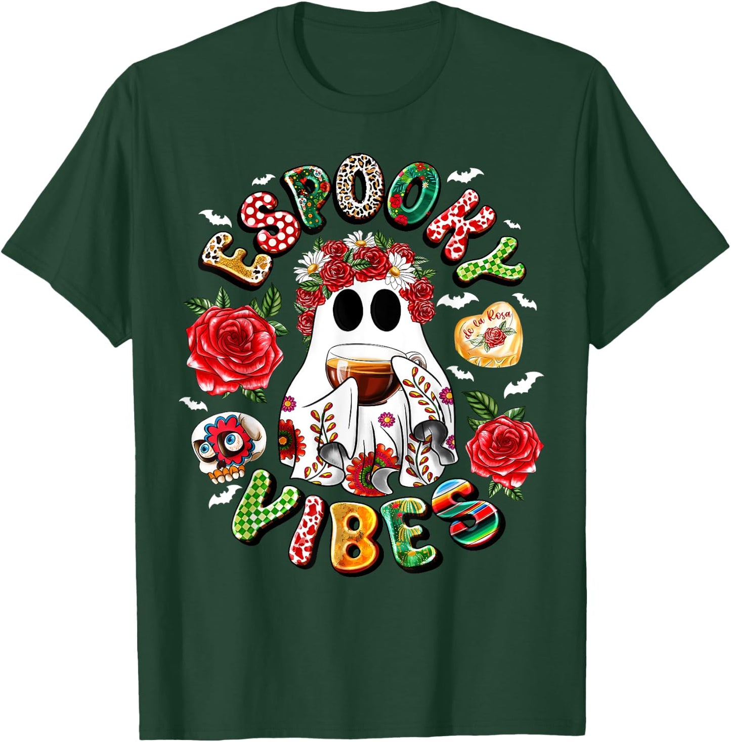 Mexican Ghost Espooky Vibes Pantasmas Conchas And Cucuys T-Shirt - T-Shirt | Forest