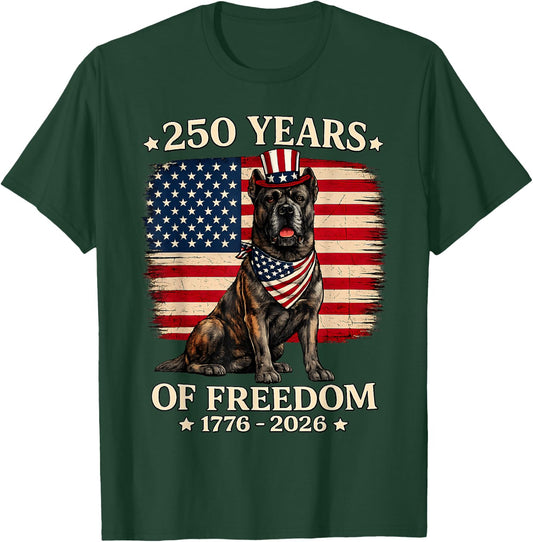 Cane Corso Dog 250 Years of Freedom USA Flag 4th July T-Shirt - T-Shirt | Forest