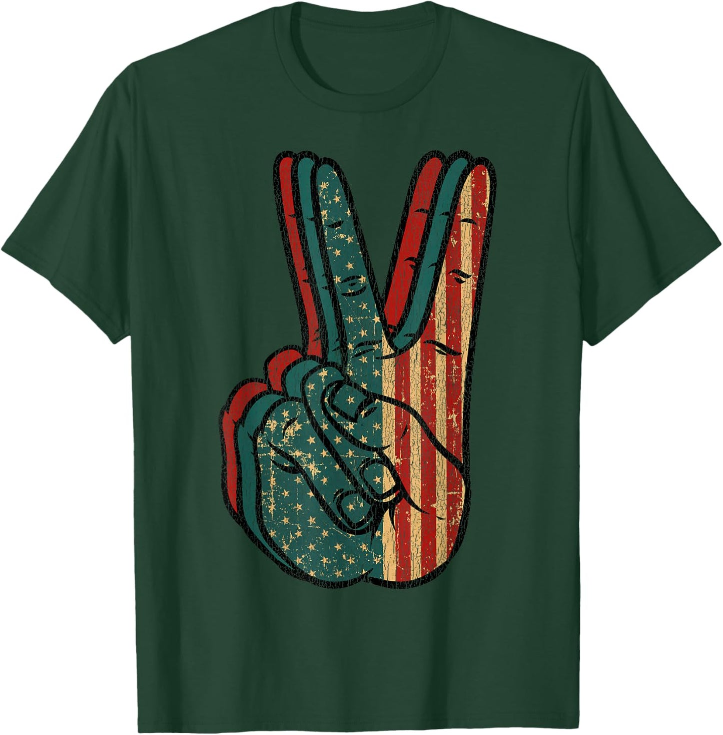 Retro Peace Vintage 60's 70's Hippie Gift T-Shirt - T-Shirt | Forest