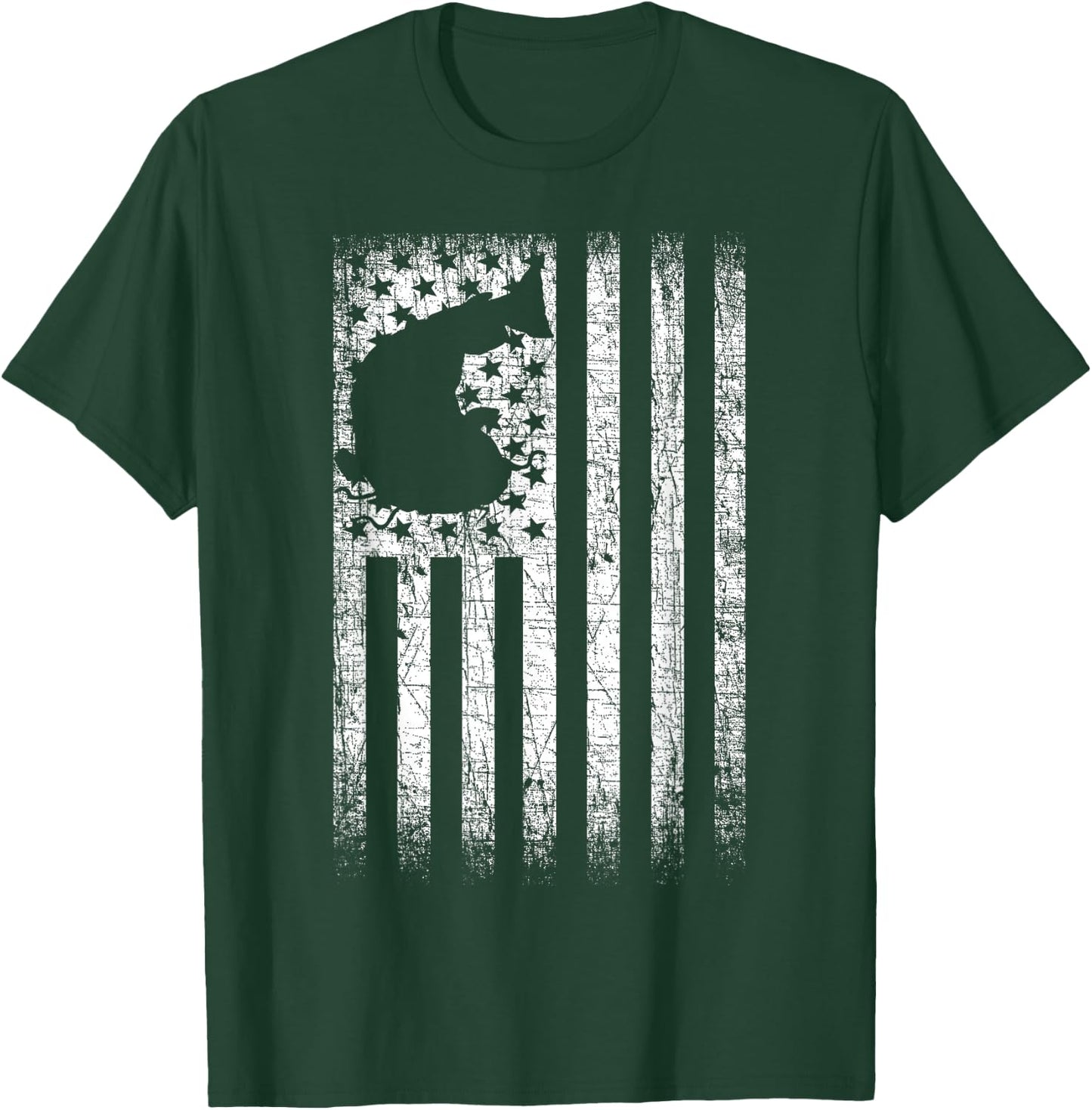 Catfishing American Flag - Catfish Angler Fisherman T-Shirt - T-Shirt | Forest