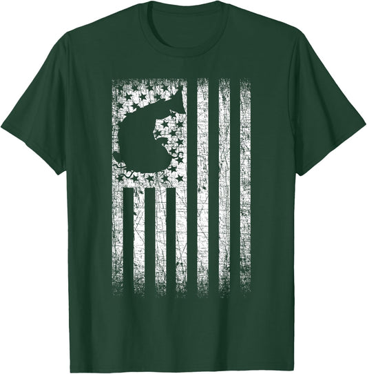 Catfishing American Flag - Catfish Angler Fisherman T-Shirt - T-Shirt | Forest