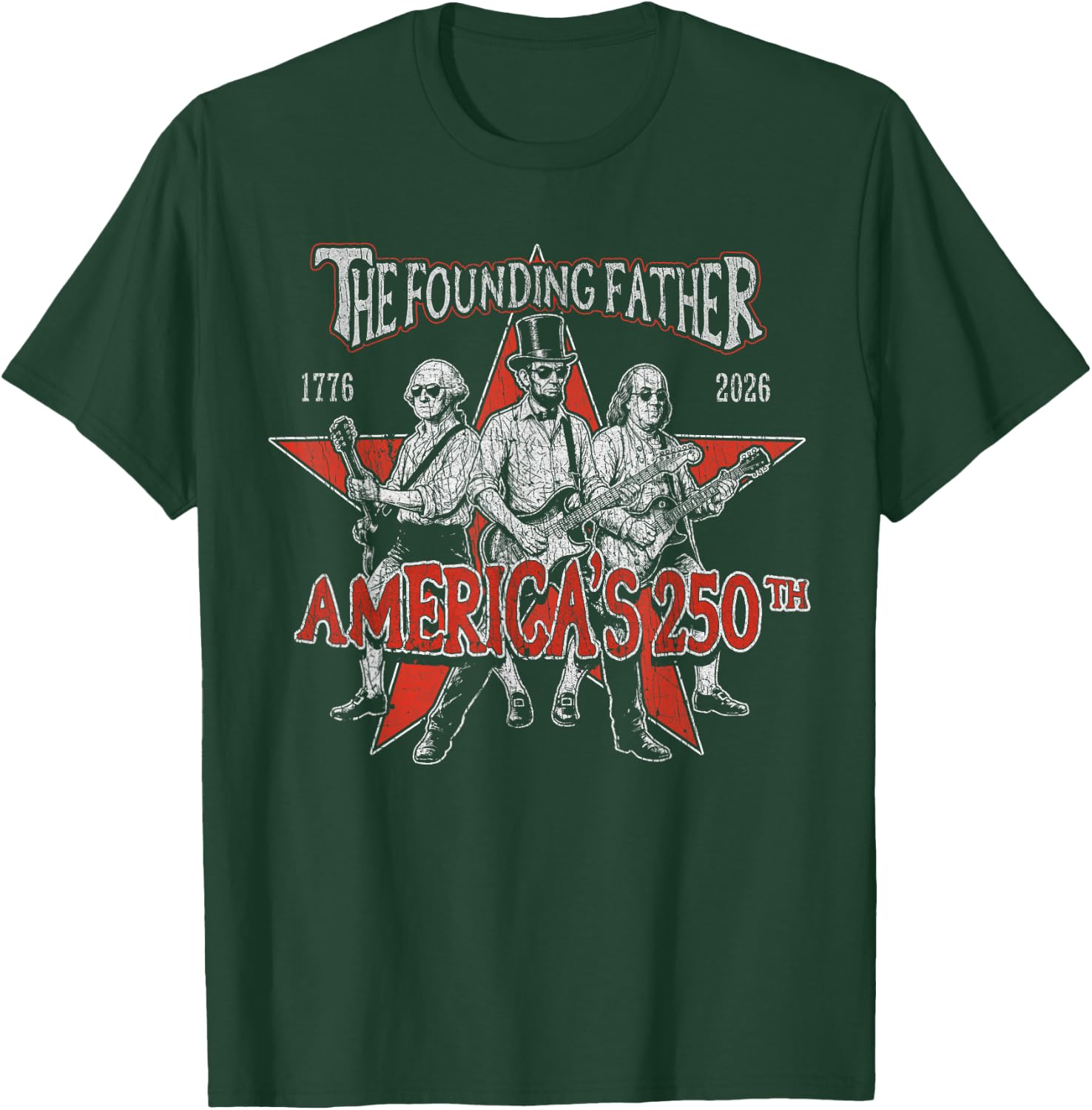 Americas Funny Founding Fathers Rock Band Vintage T-Shirt - T-Shirt | Forest