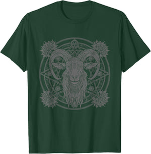 Satanic Goat Baphomet Satanism Halloween Metal Head T-Shirt - T-Shirt | Forest