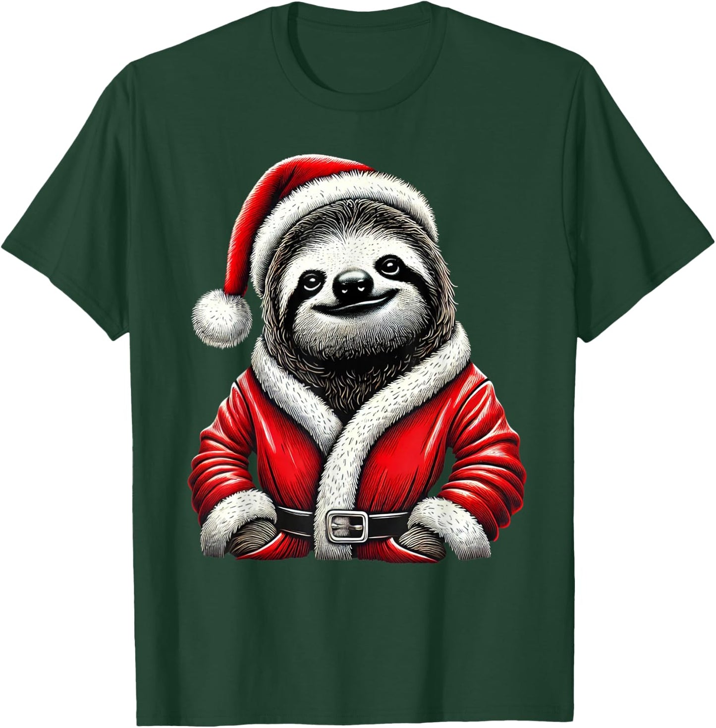 Cute Funny Sloth Santa Claus Christmas Xmas Sloth T-Shirt - T-Shirt | Forest