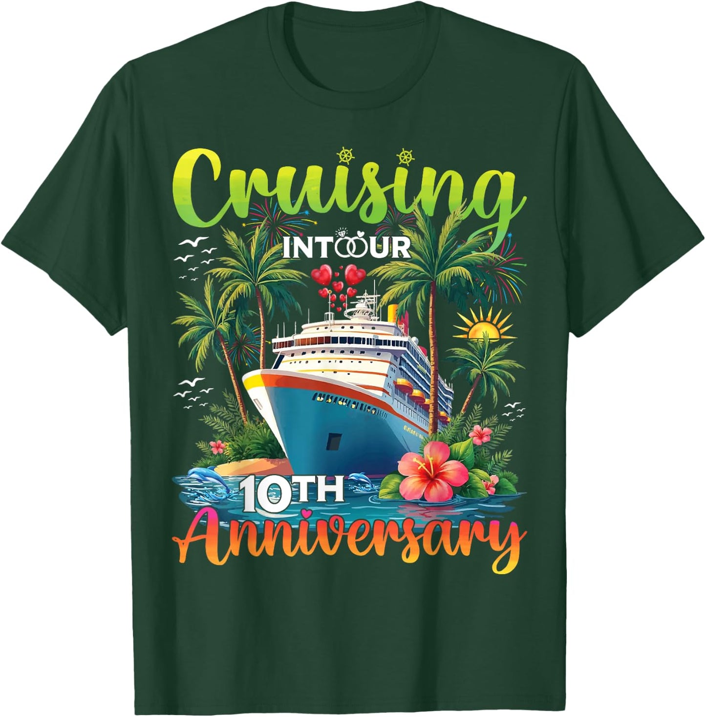 Couple Matching Cruising Into Our 10th Anniversary Cruise T-Shirt - T-Shirt | Forest