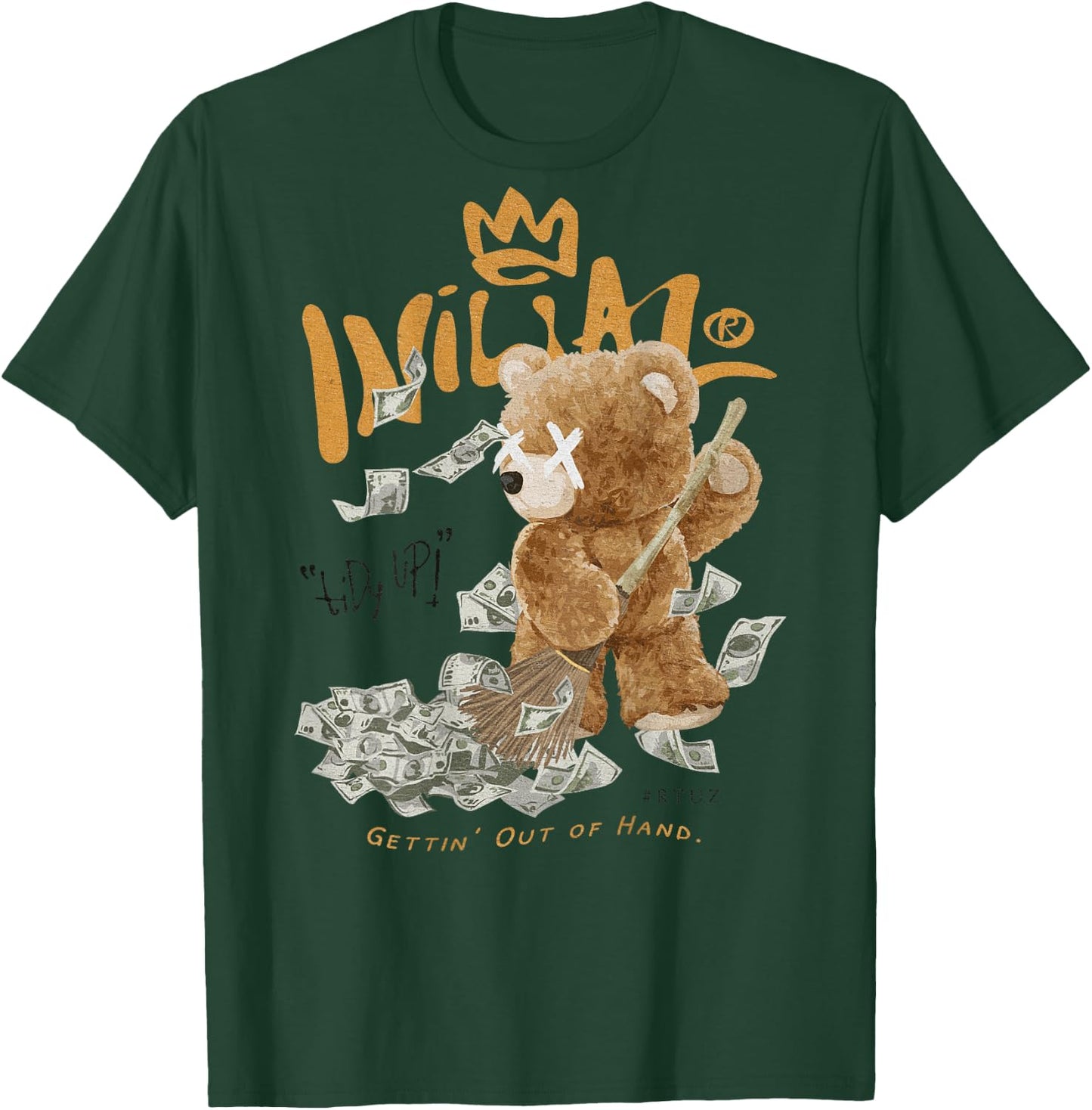 Back Print Y2K Streetwear Women's Clothing Men Teddy Bear T-Shirt - T-Shirt | Forest