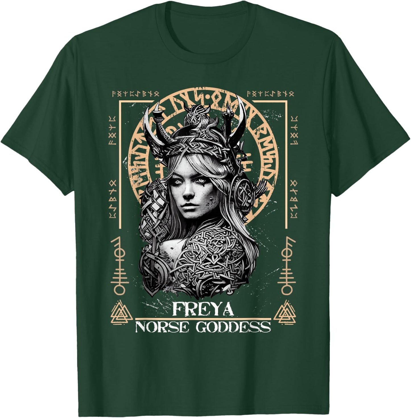 Norse Goddess Warrior Freya Viking Gods Designs - Erwachsene Schwarz Klein Kurzarm Keltische Wikinger-Mythologie T-Shirt - T-Shirt | Forest