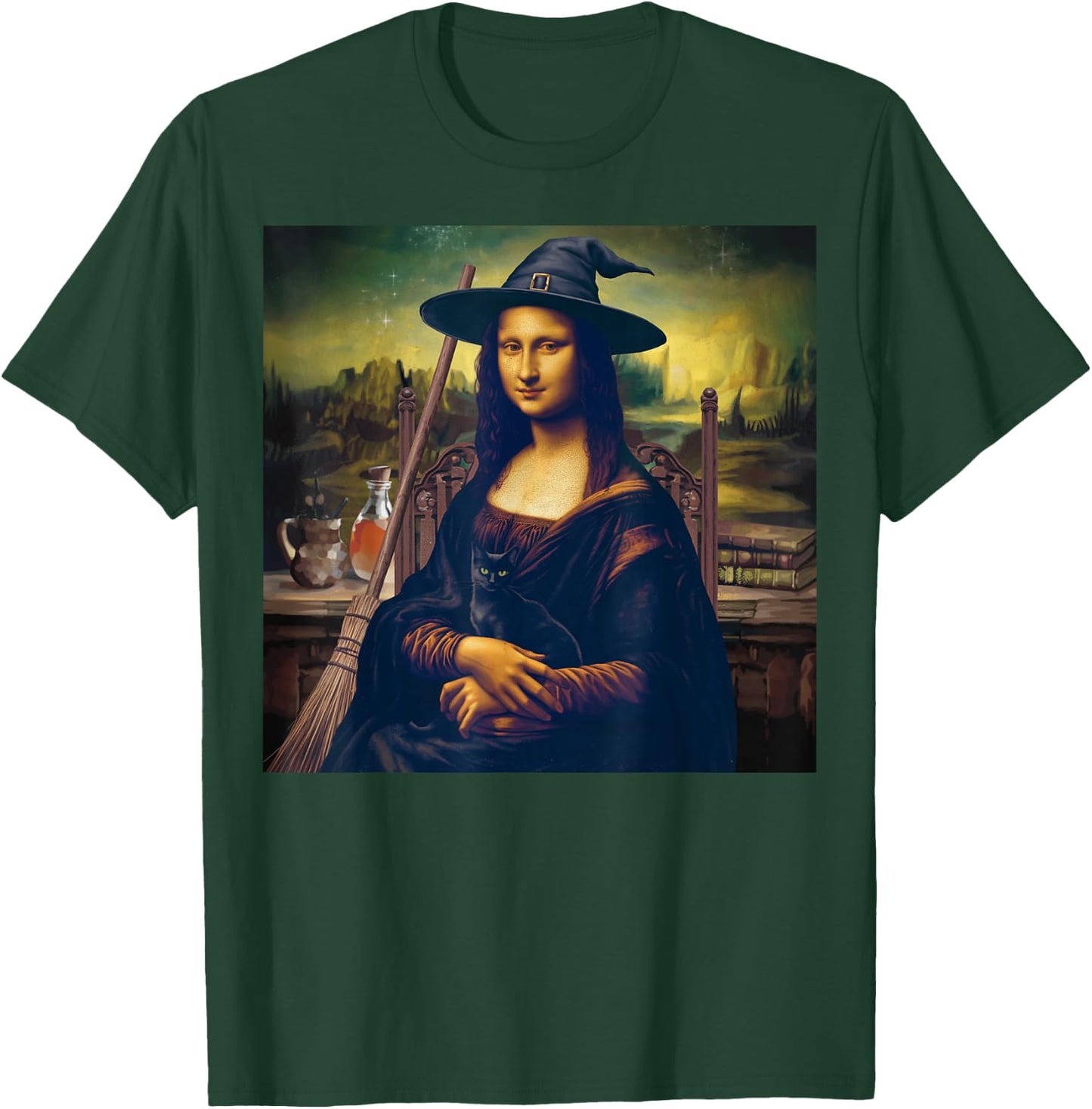 The mona lisa witch, mona lisa art halloween T-Shirt - T-Shirt | Forest