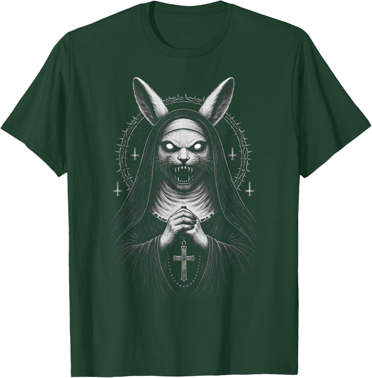 Creepy Dark Bunny Nun Horror Gothic Unholy Aesthetic Demon T-Shirt - T-Shirt | Forest
