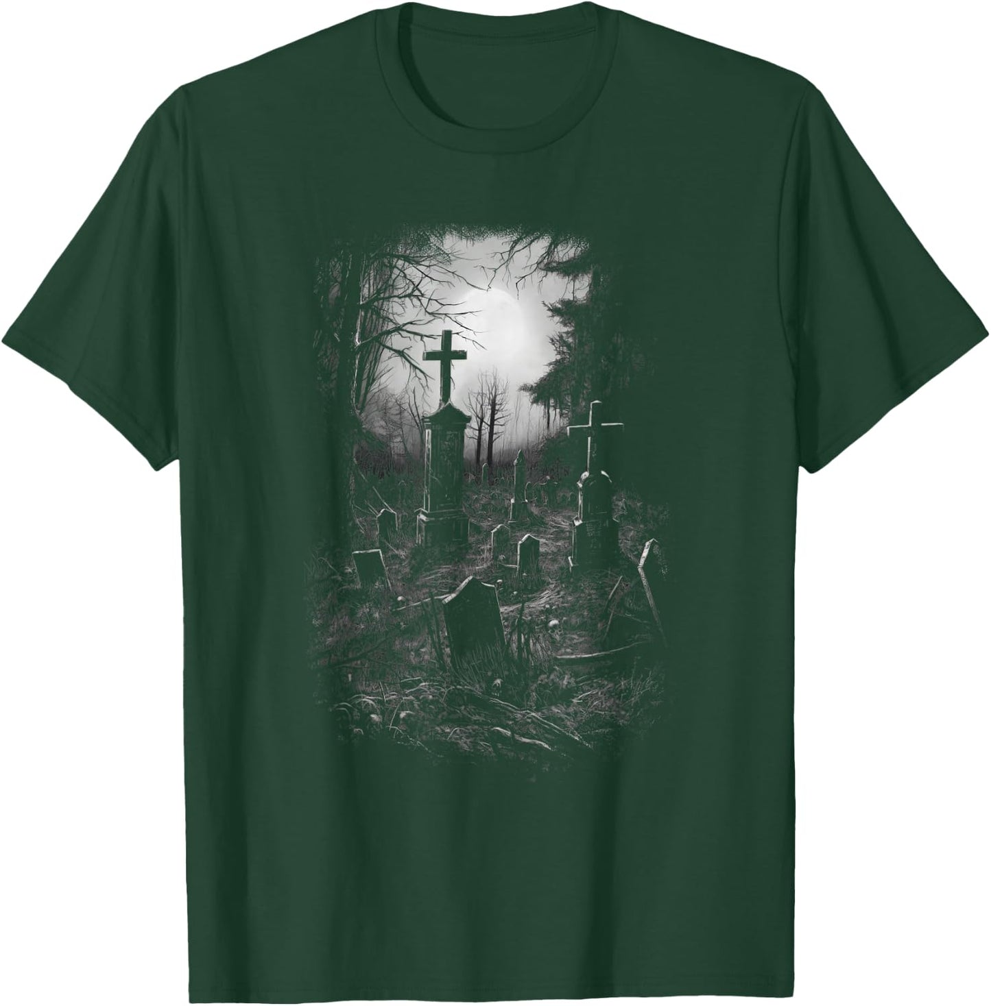 Cemetery Gothic Gravestone Halloween Ghost Dark T-Shirt - T-Shirt | Forest