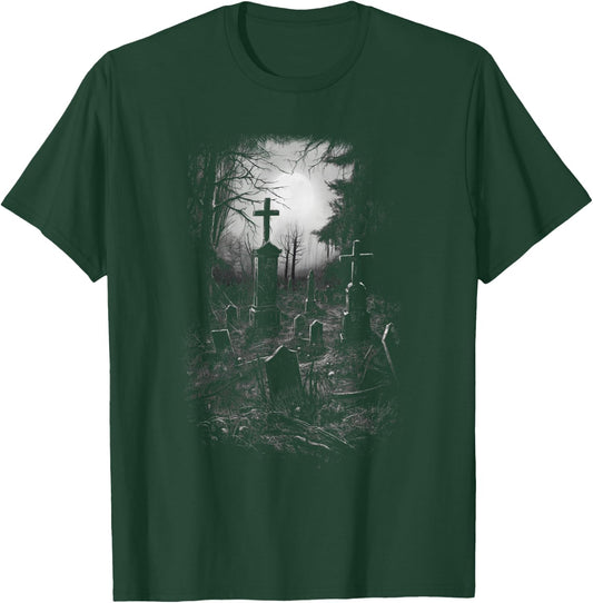 Cemetery Gothic Gravestone Halloween Ghost Dark T-Shirt - T-Shirt | Forest