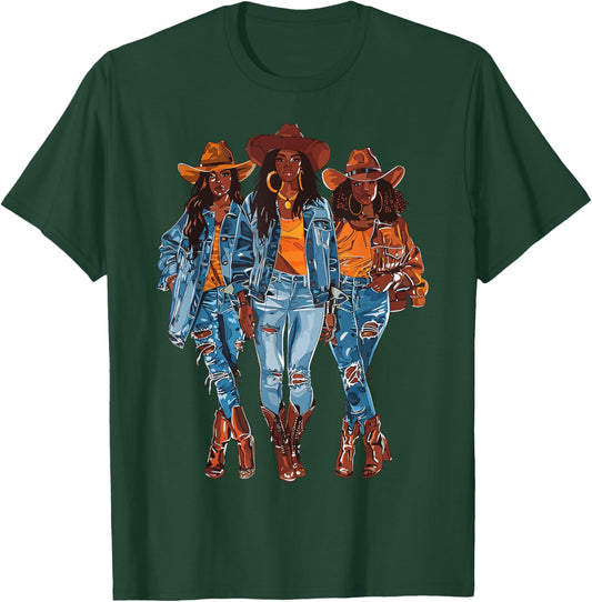 Black Cowgirl Vibes Melanin Black History Texas T-Shirt - T-Shirt | Forest
