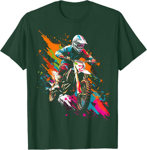 Dirt Bike Coloured Motocross Motorcycle Design for Boys , black T-Shirt - T-Shirt | Forest