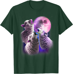 3 Sheeps Howling At The Moon Funny Sheep Animal Lover Farmer T-Shirt - T-Shirt | Forest
