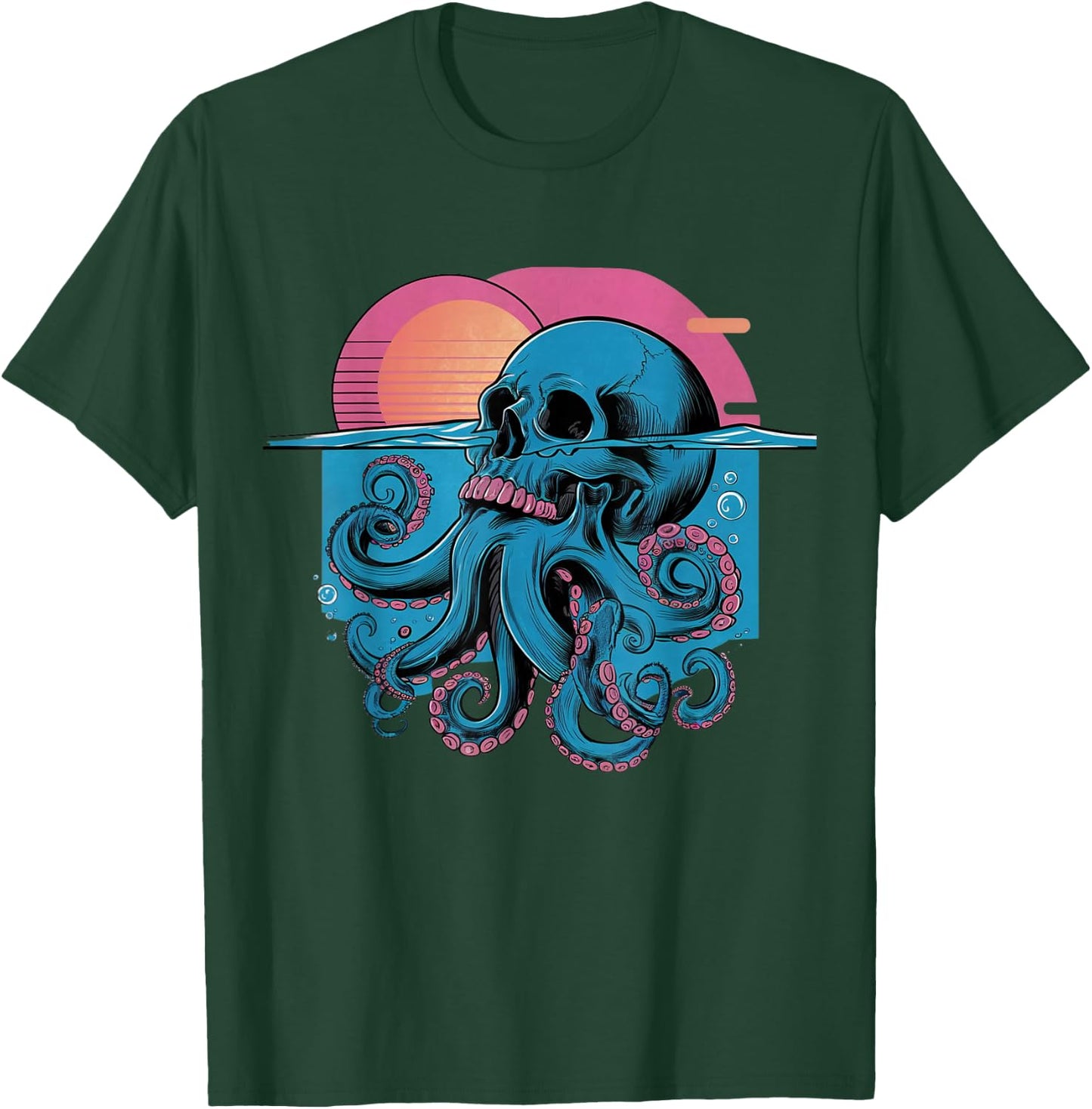 Octopus Skull Halloween Skeleton Graphic Men Women Kids T-Shirt - T-Shirt | Forest