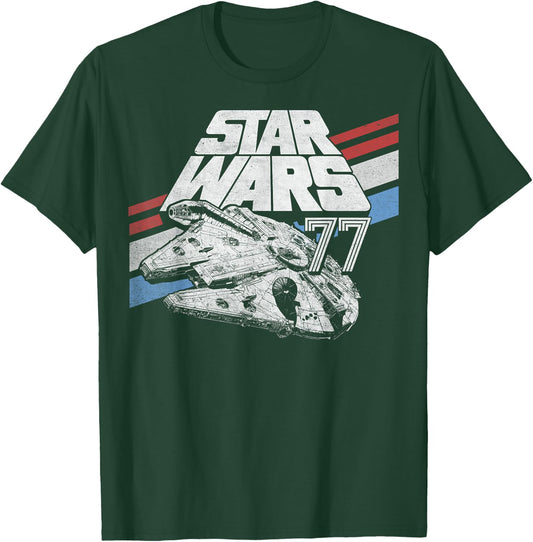 Star Wars 77 Millennium Falcon Classic A New Hope Logo T-Shirt - T-Shirt | Forest