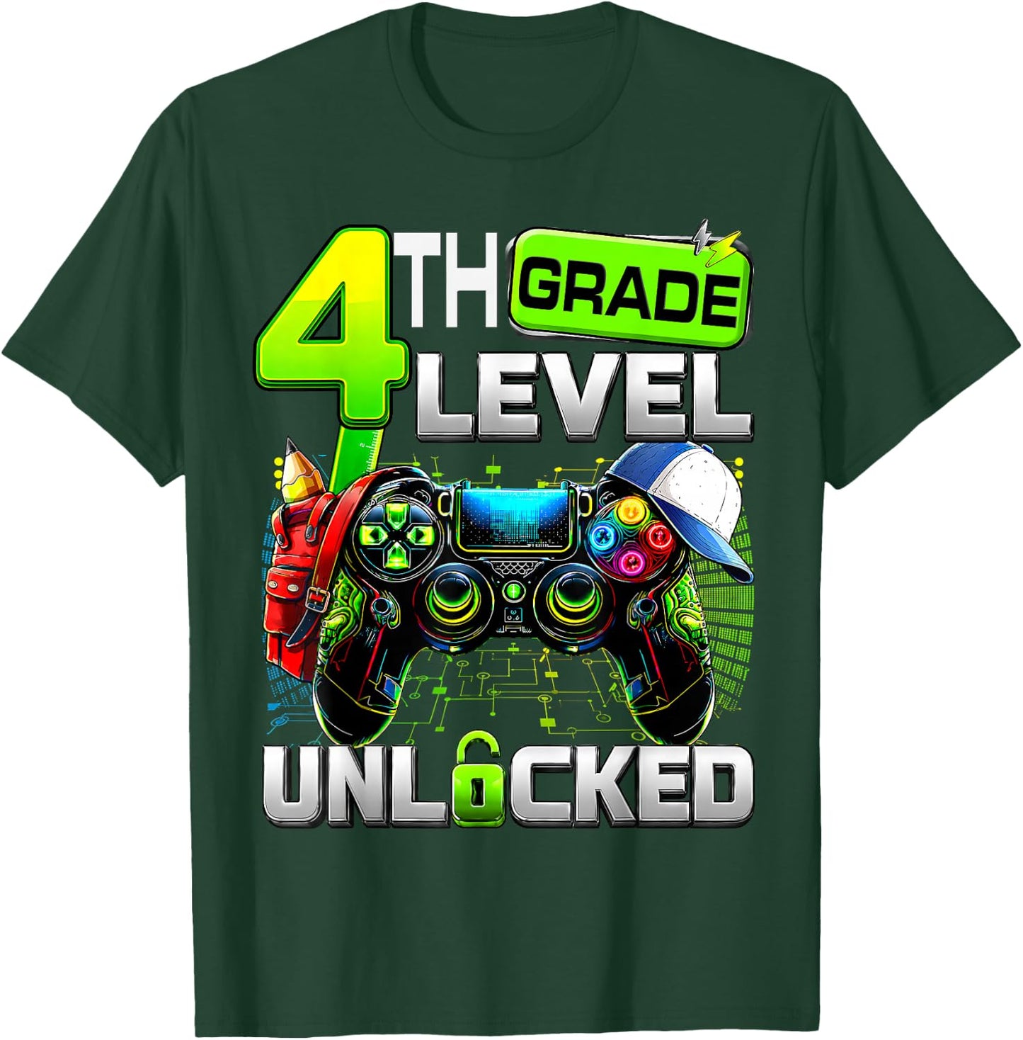 Controller 4th Grade Fourth Level Unlocked First Day Boys T-Shirt - T-Shirt | Forest