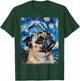 Pug Dog Starry Night Painting T-Shirt - T-Shirt | Forest