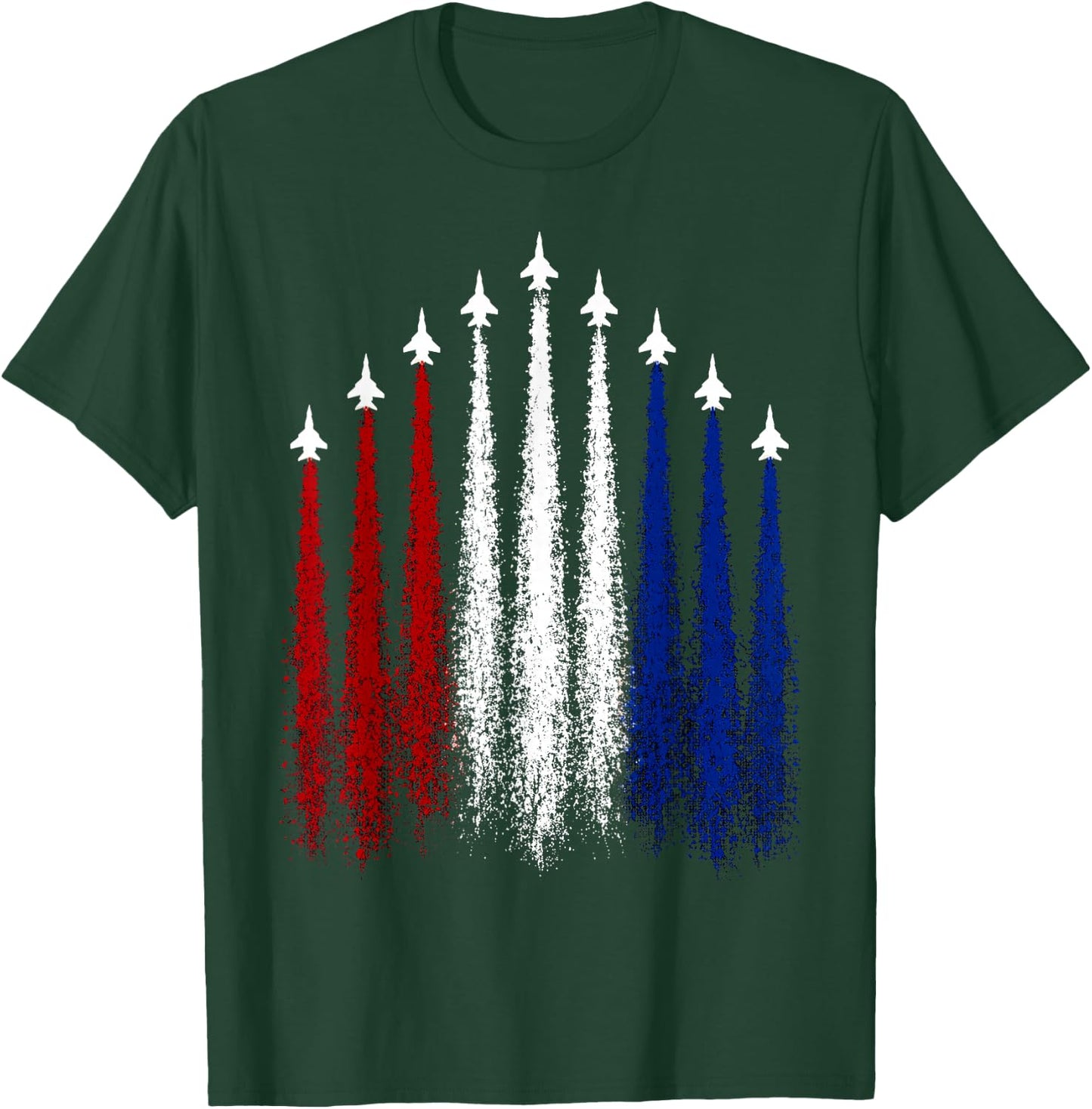 Patriotic Fighter Jets 1776 2026 American Independence T-Shirt - T-Shirt | Forest