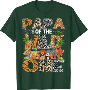 Papa Of The Wild One Safari Zoo Animal 1St Birthday T-Shirt - T-Shirt | Forest