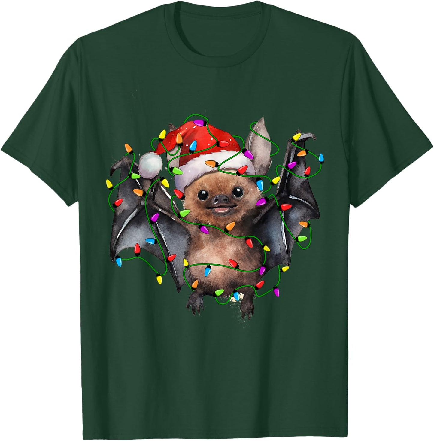 Bat Santa Christmas Tree Lighting Xmas Funny T-Shirt - T-Shirt | Forest