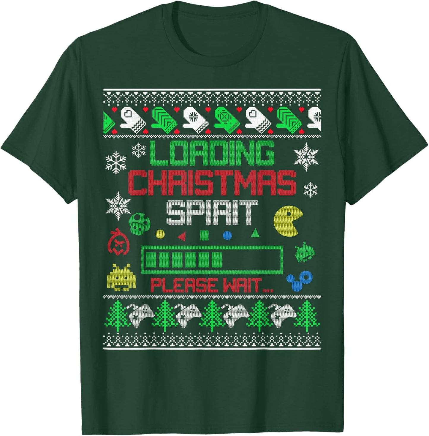 Christmas Gaming - Loading Christmas Spirit for Gamer Ugly T-Shirt - T-Shirt | Forest