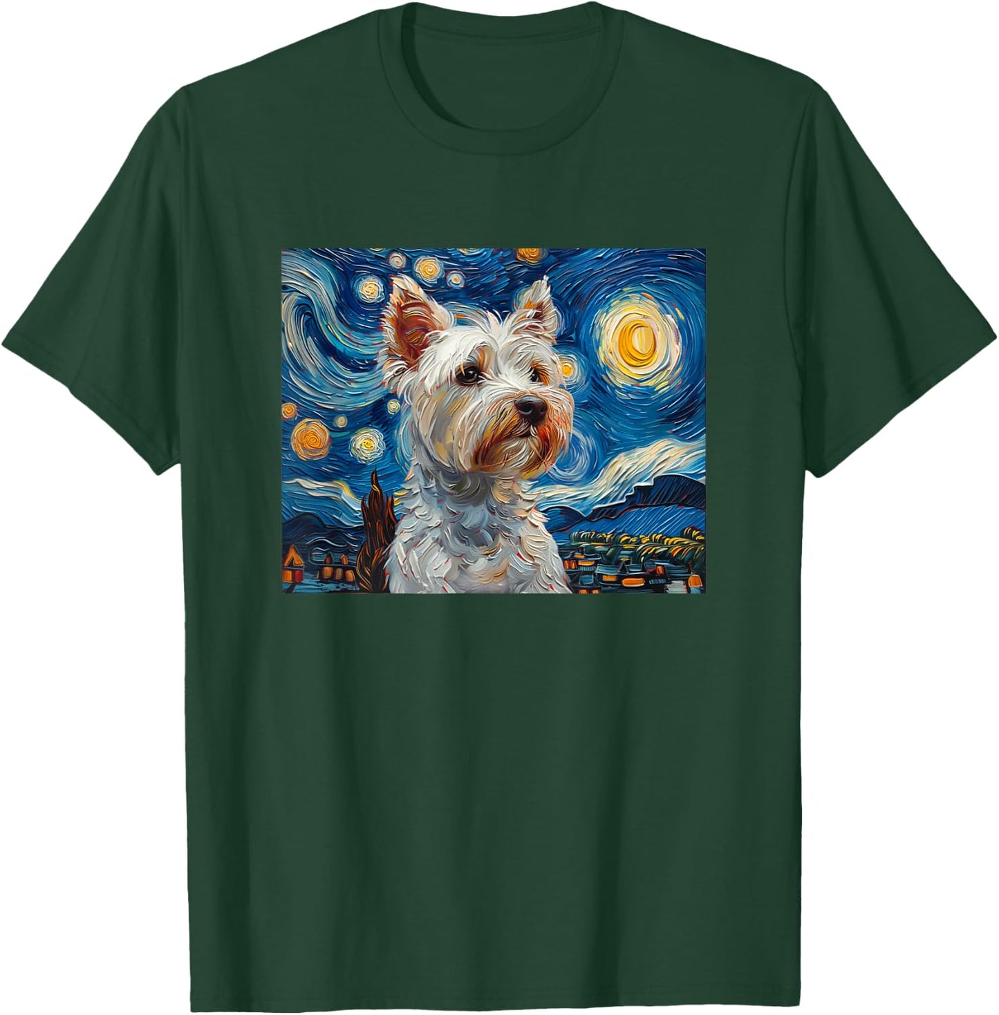 Cute Kids Mom Art Starry Nights Westie Dog Lover T-Shirt - T-Shirt | Forest