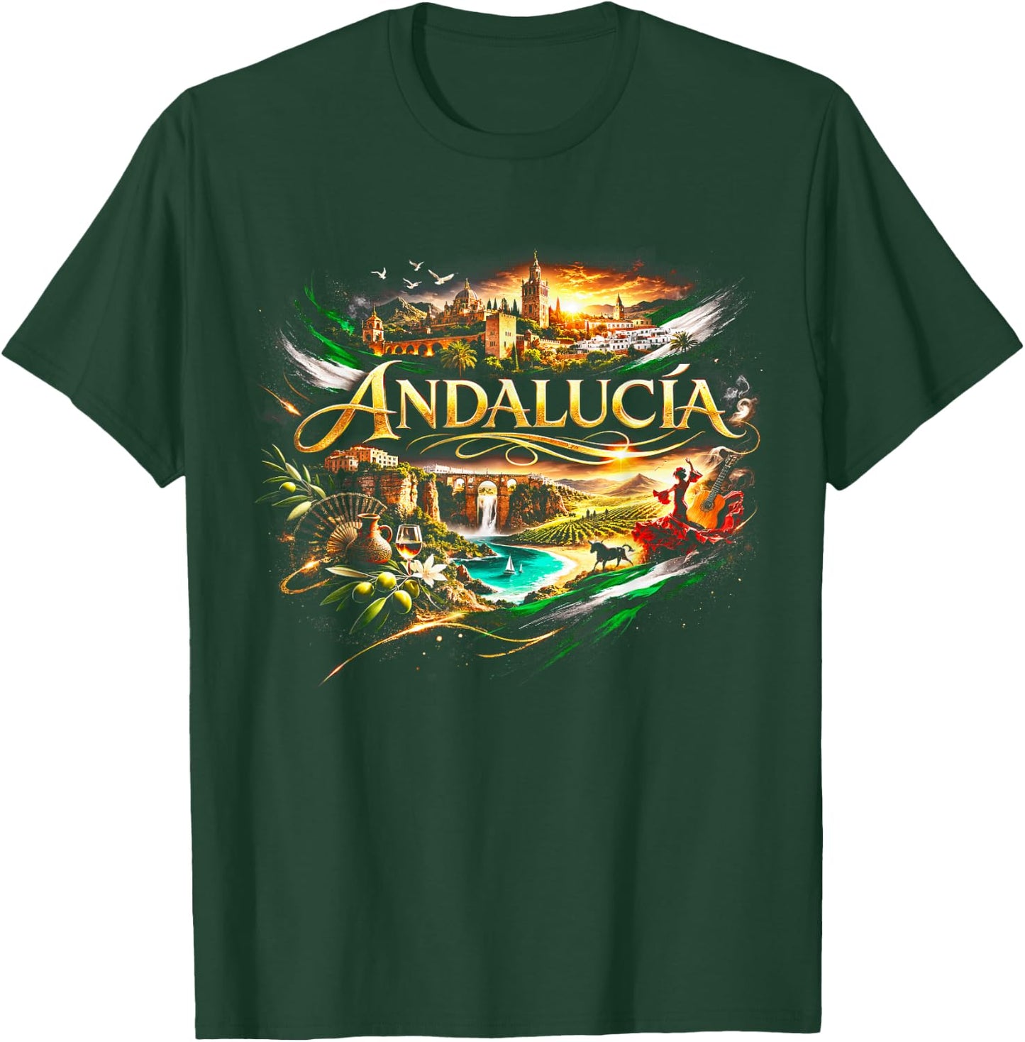 Andalusia South Pride Traditional Design T-Shirt - T-Shirt | Forest