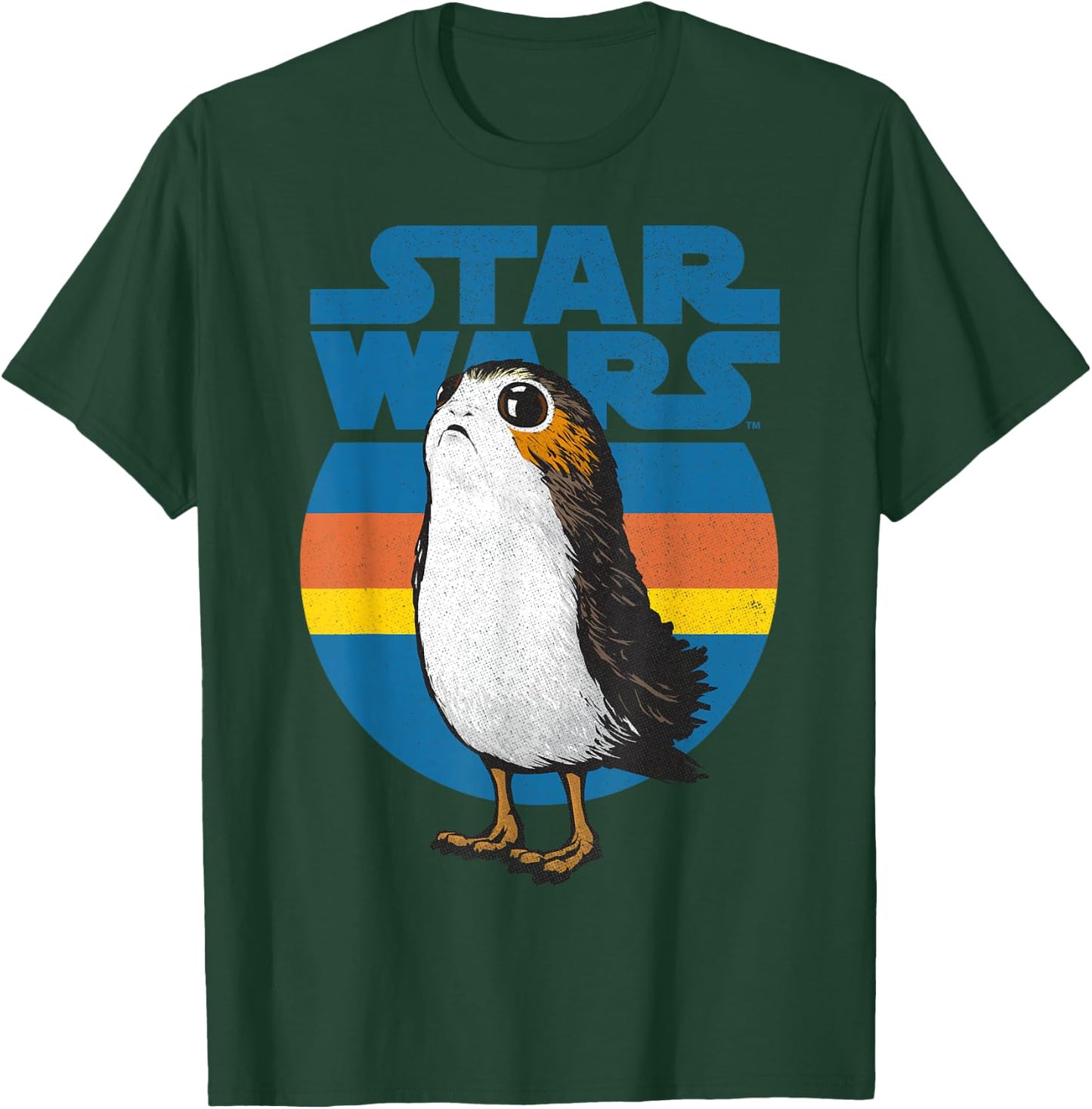 Star Wars Last Jedi Porg Retro Stripes Logo Graphic T-Shirt - T-Shirt | Forest