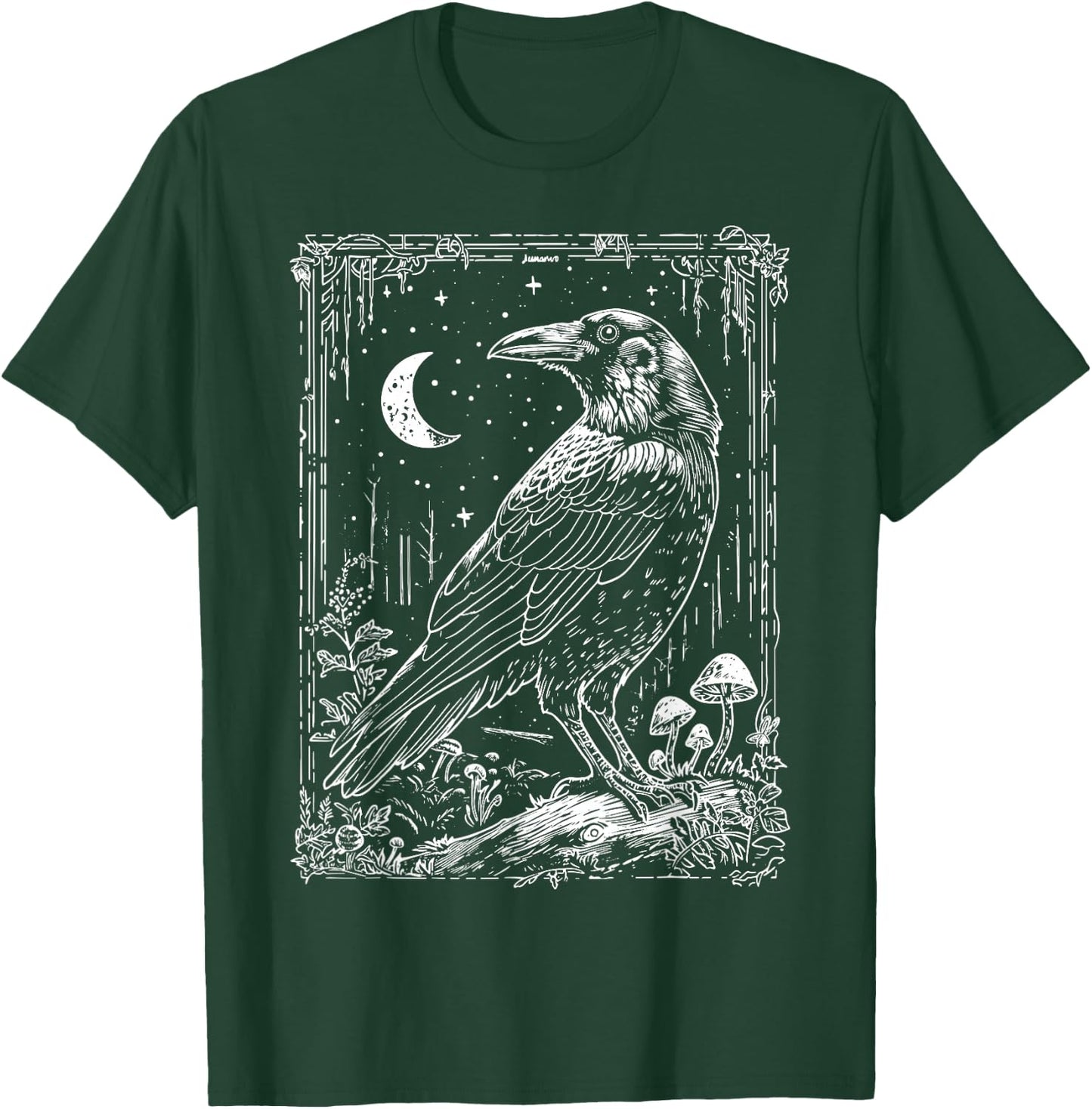 Raven Crow | Dark Academia Witchy Wicca Witchcore Crowcore T-Shirt - T-Shirt | Forest