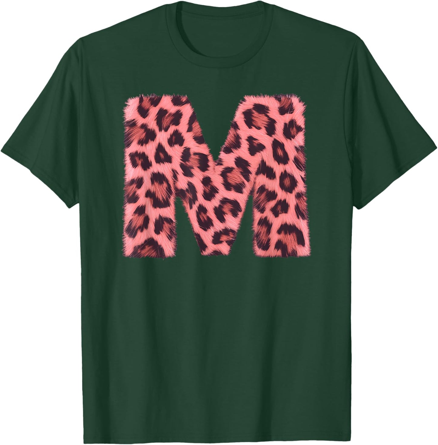 Letter M Cheetah Leopard Print Pink Initial Zebra Matching T-Shirt - T-Shirt | Forest