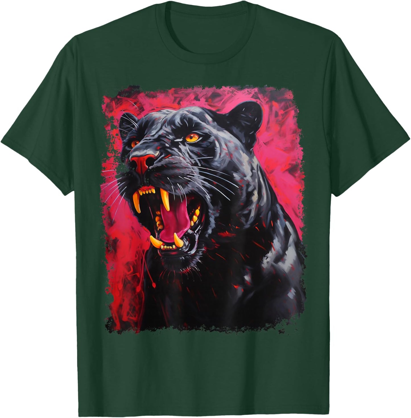 Red Panther Black T-Shirt - T-Shirt | Forest