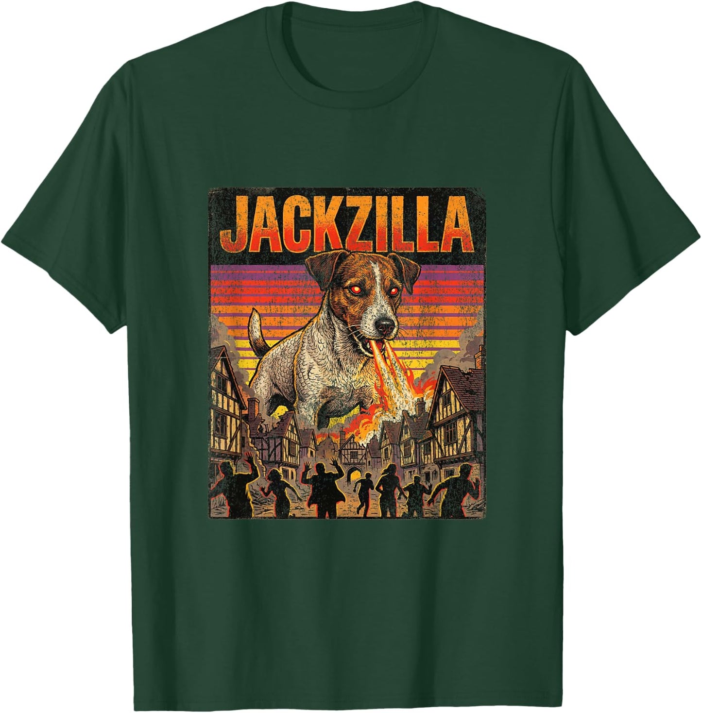 Jackzilla Jack Russell Terrier Dog - JRT Dogzilla Monster T-Shirt - T-Shirt | Forest