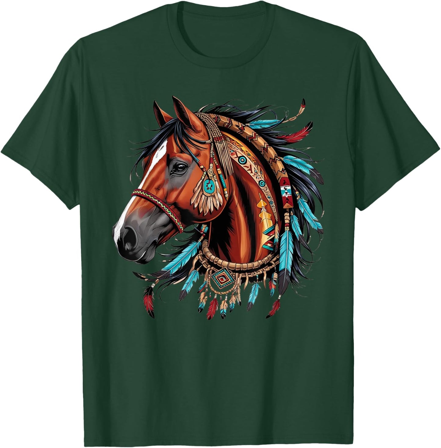 Horse Native American Indigenous Heritage indian Pride T-Shirt - T-Shirt | Forest