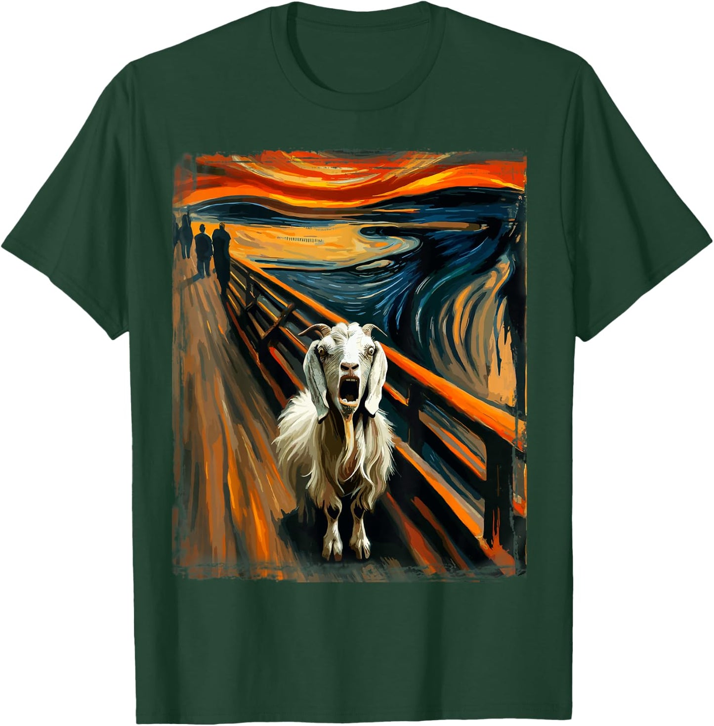 Expressionist Scream Parody Mountain Art Funny Surreal Goat T-Shirt - T-Shirt | Forest