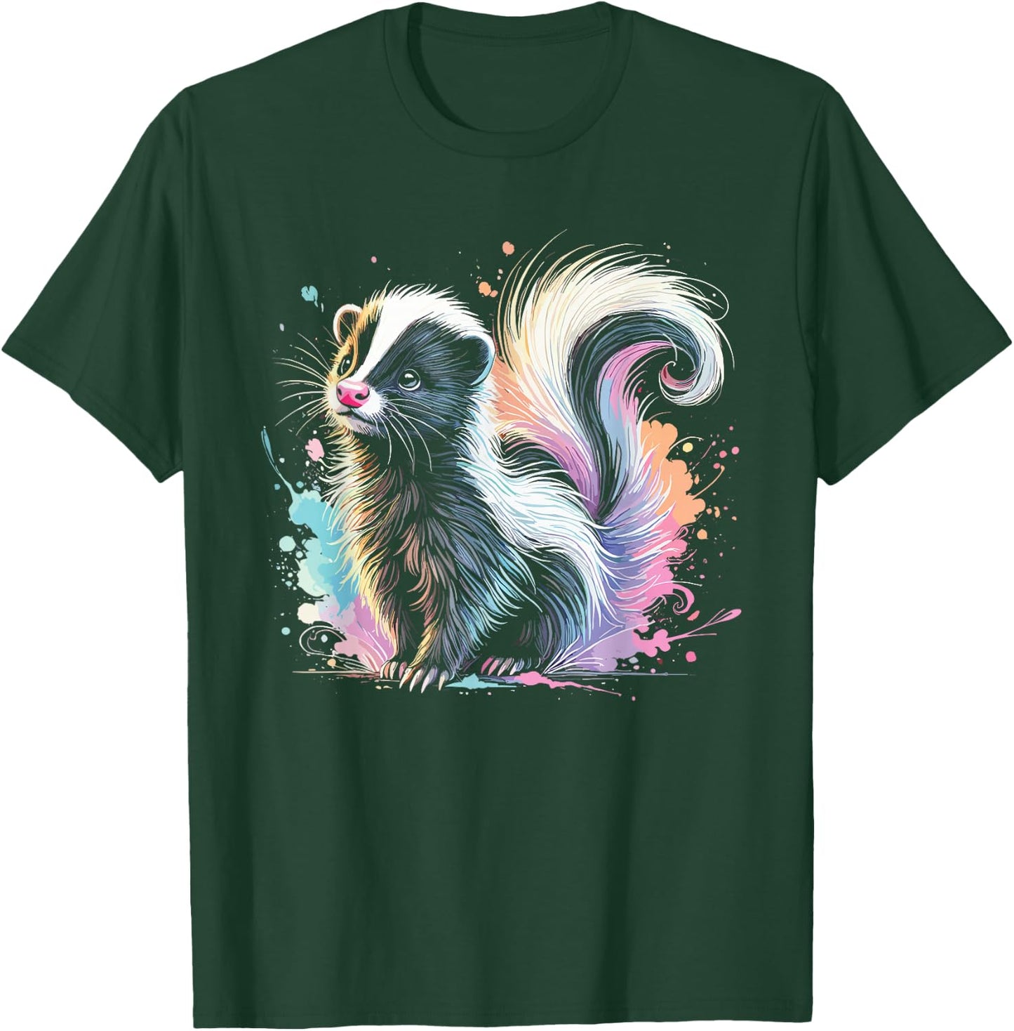 Skunk Artwork Animal Illustration Cute Colorful Skunk T-Shirt - T-Shirt | Forest