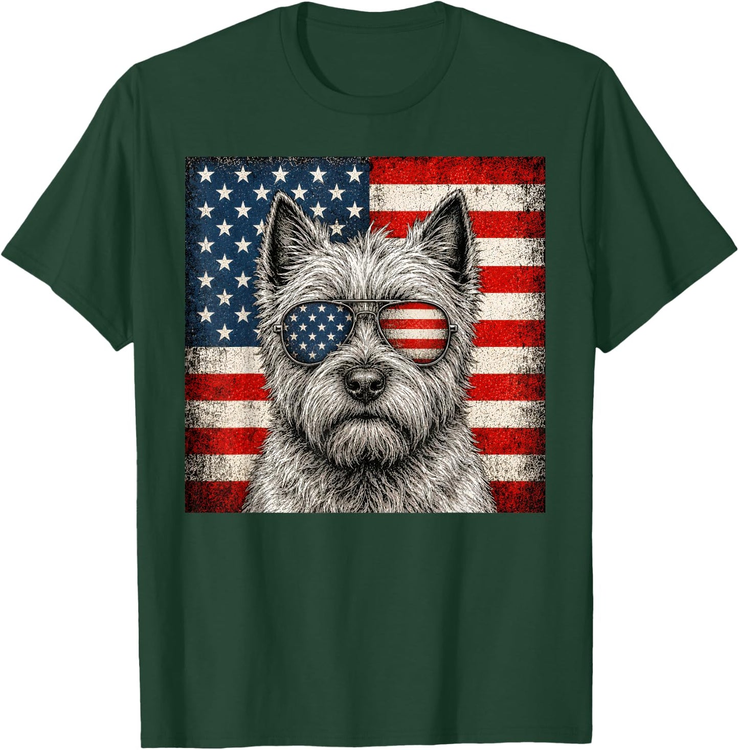 Cairn Terrier 4th of July US American Flag Dog Patriotic T-Shirt - T-Shirt | Forest