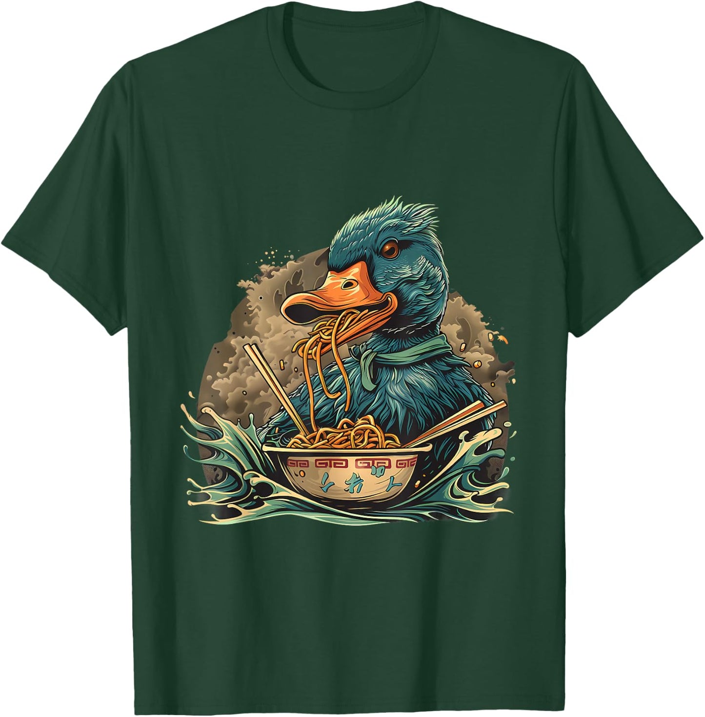 Duck Eating Ramen Noodles Duck Ramen Bowl Japanese Noodles T-Shirt - T-Shirt | Forest