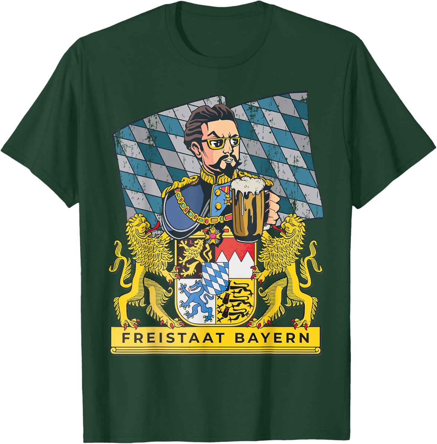 Bayern First - King in the Free State of Bavaria with Ludwig , black T-Shirt - T-Shirt | Forest