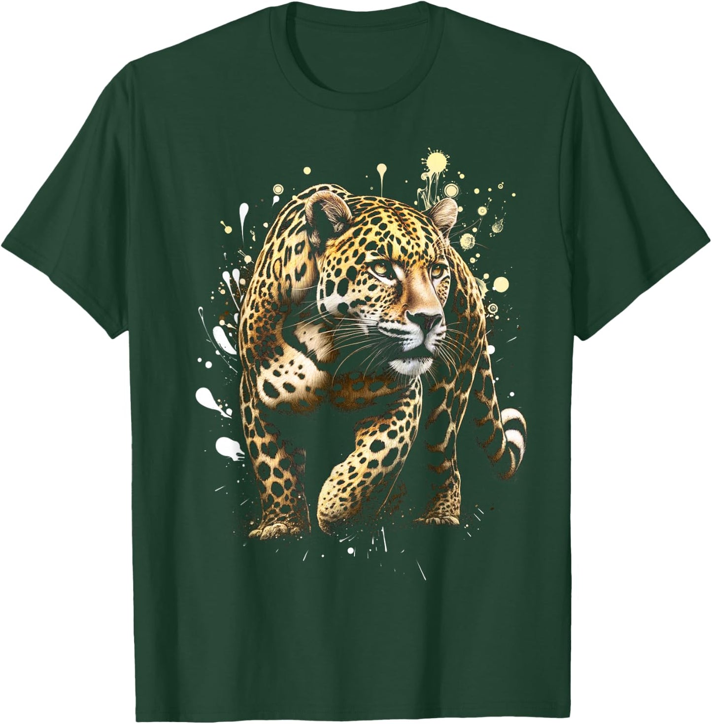 Cool Leopard with Ornate Paint Splashes T-Shirt - T-Shirt | Forest