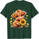 Cute Highland Cow Sunflowers Girls Women Animal Lovers T-Shirt - T-Shirt | Forest