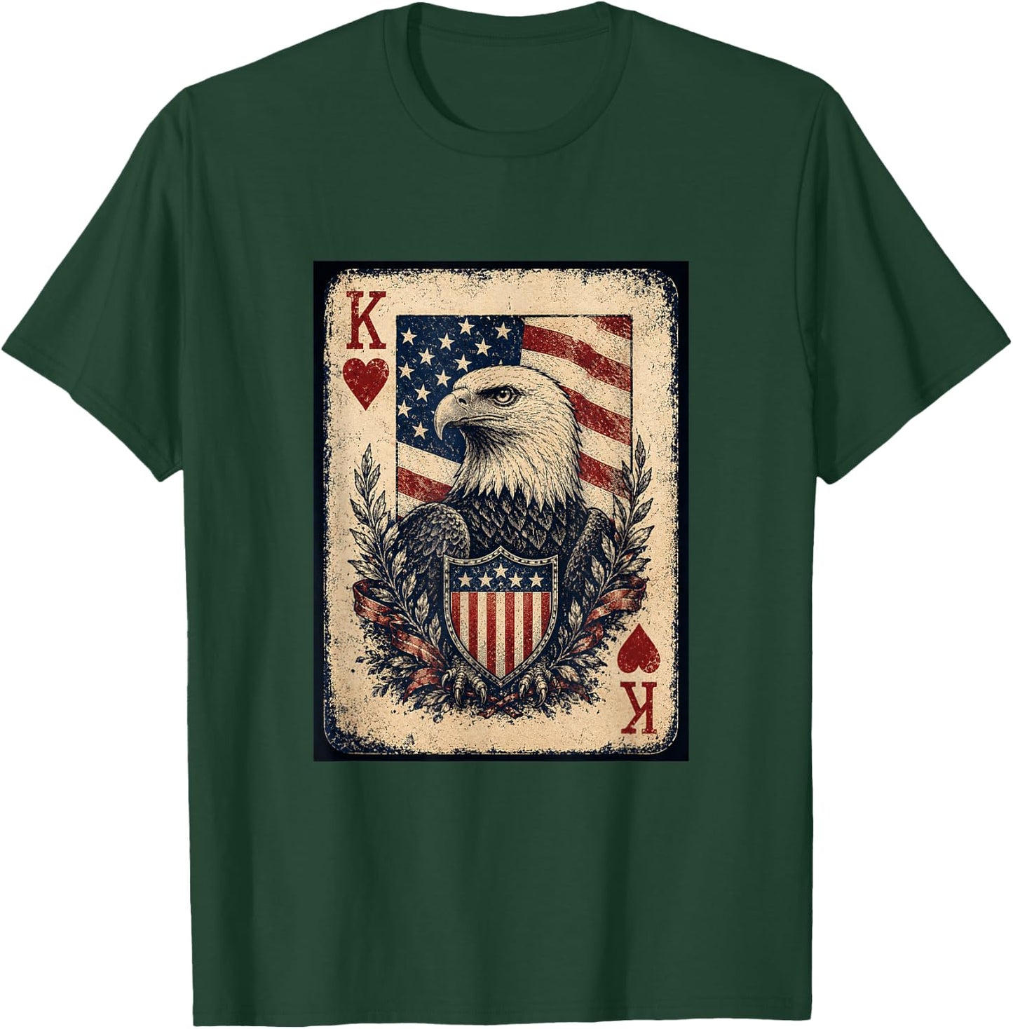 America USA 250 Years Classic Playing Card T-Shirt - T-Shirt | Forest