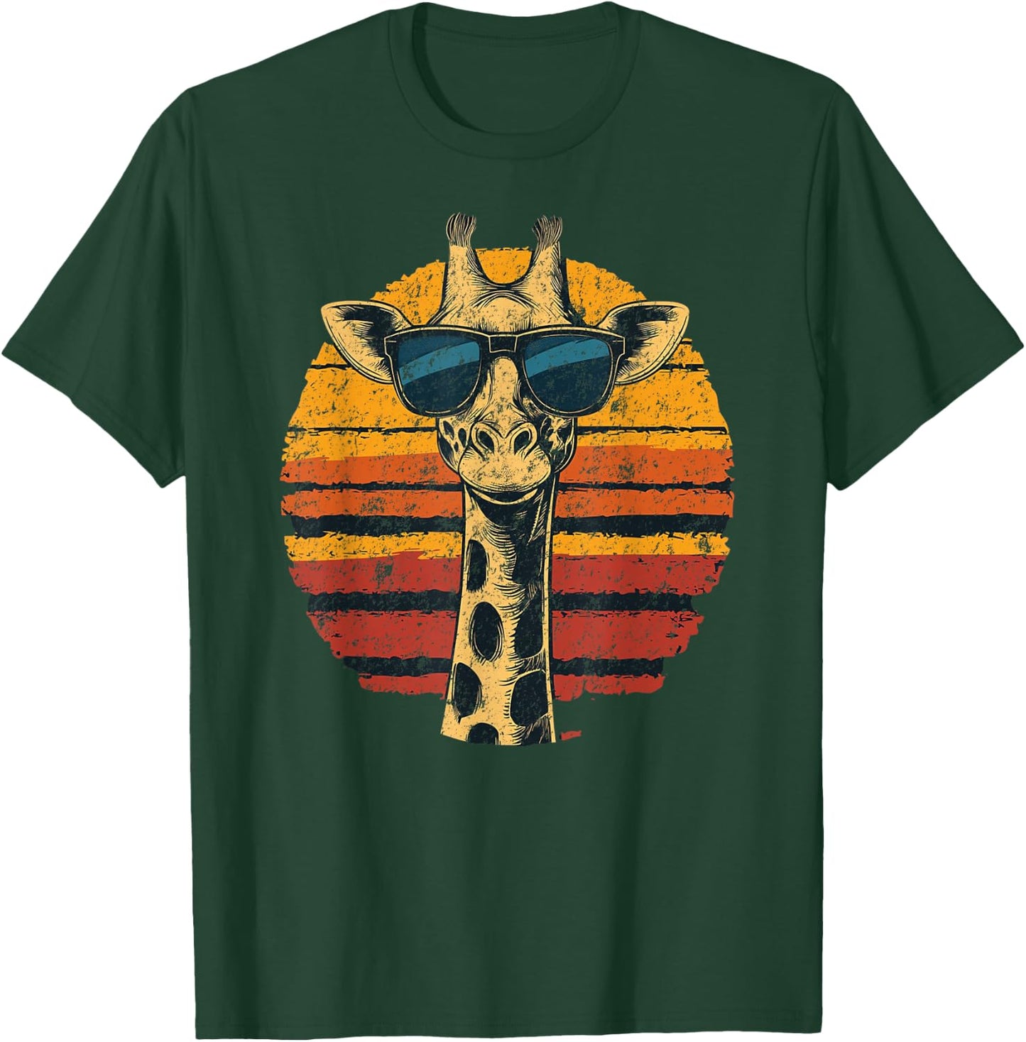 Giraffe Vintage Sunglasses Funny T-Shirt - T-Shirt | Forest