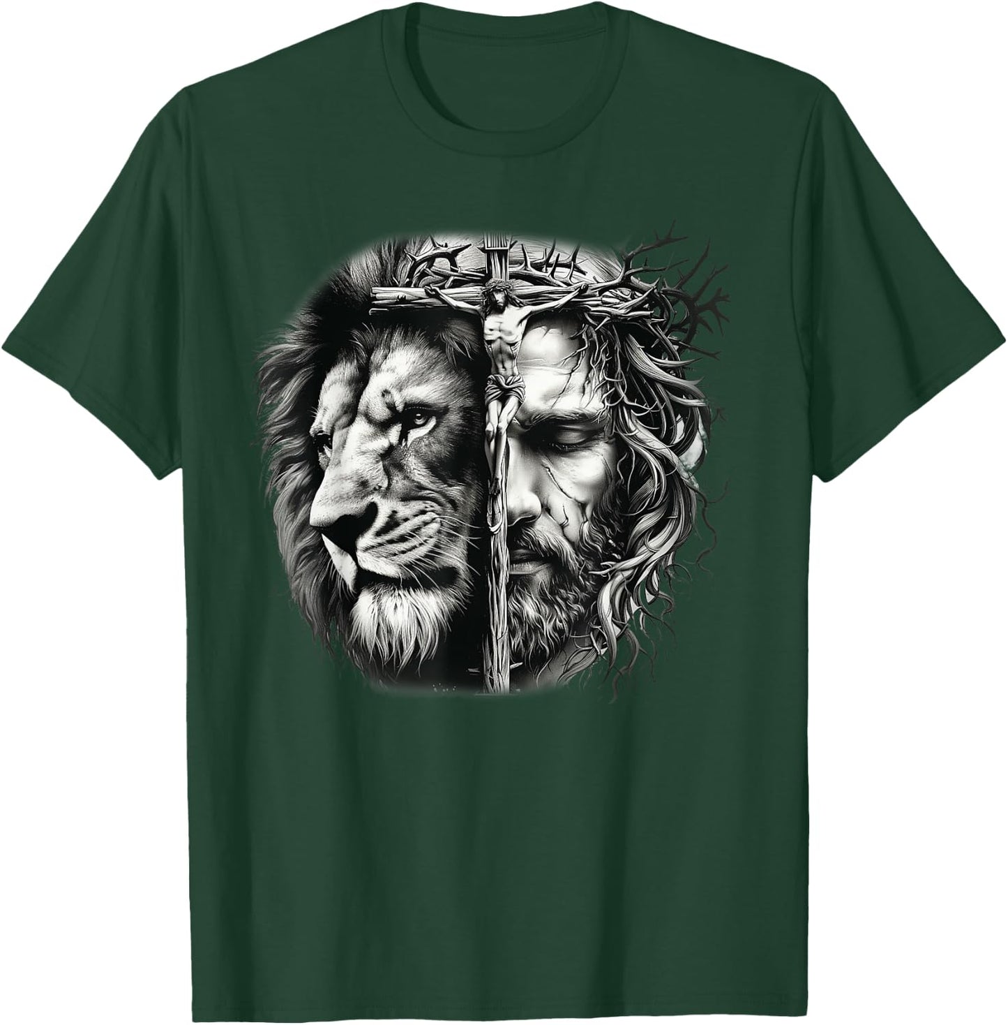 Faith in God - Jesus und Löwe Christliche Bibel T-Shirt - T-Shirt | Forest