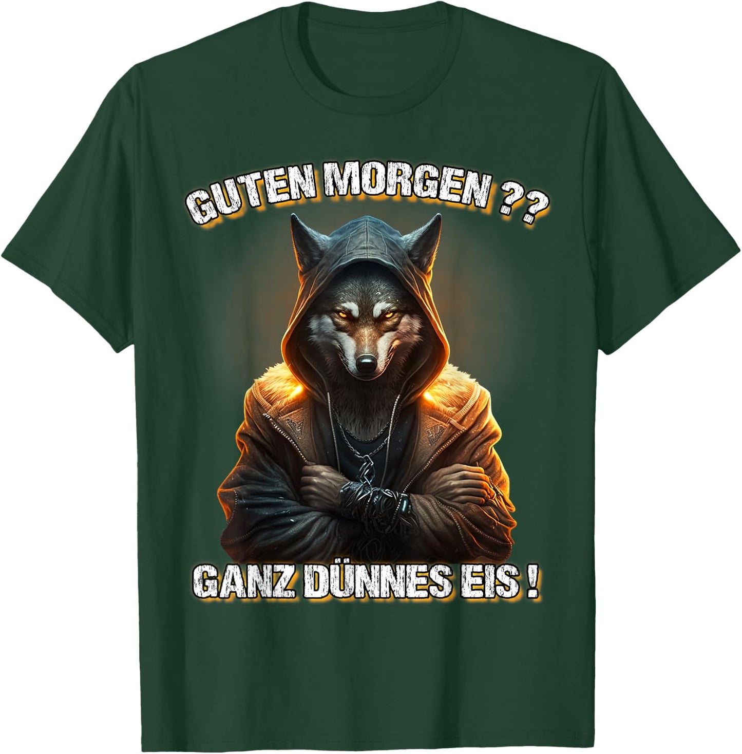 Guten Morgen? Ganz Dünnes Eis! Lustiges Wolf Kaffee T-Shirt - T-Shirt | Forest