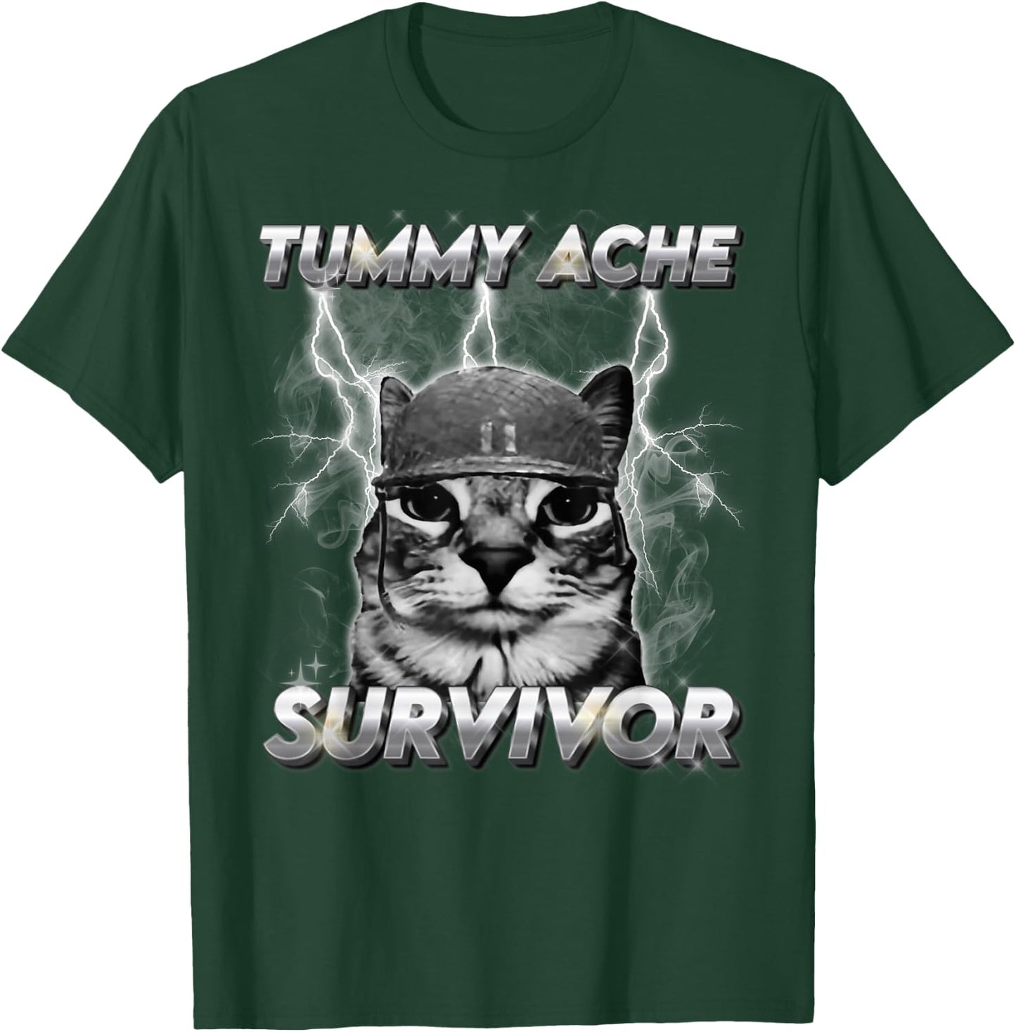 Lustiges Katzen-Meme Ich Habe die heutigen Bauchschmerzen überlebt T-Shirt - T-Shirt | Forest